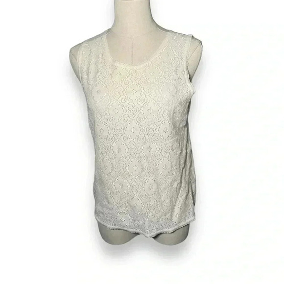 Vintage eyelet cottagecore  tank top M - Picture 2 of 6